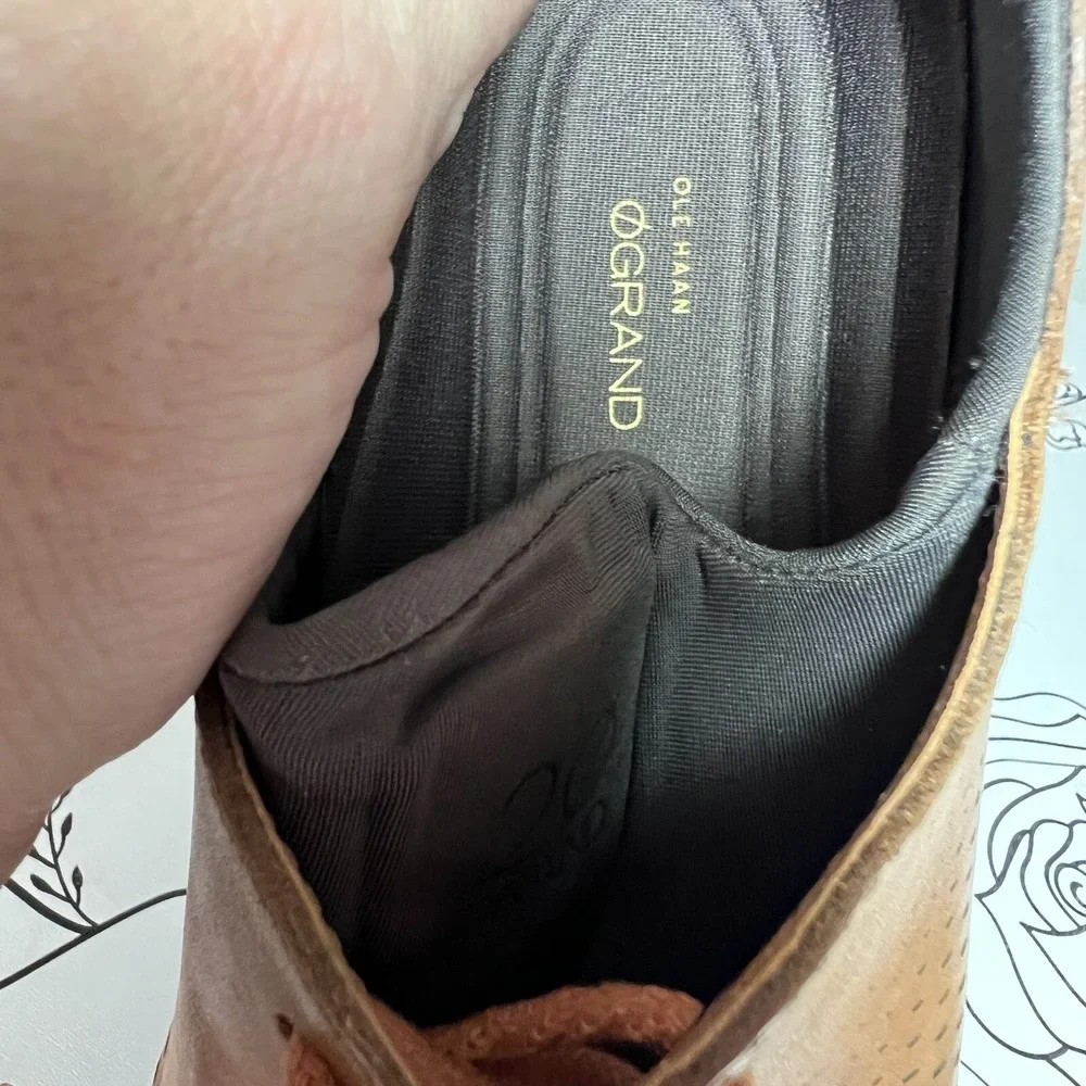 Cole Haan 2 Zerogrand Dress Shoe LSR Wing British Tan/Java Oxford Men's Size 8 M